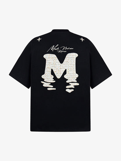 Vintage Patchwork Embroidered Letter T-shirt