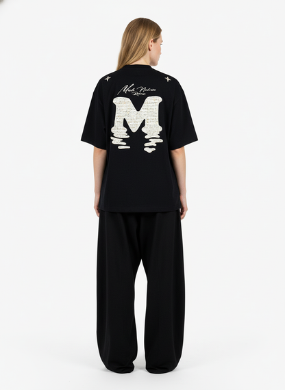 Vintage Patchwork Embroidered Letter T-Shirt