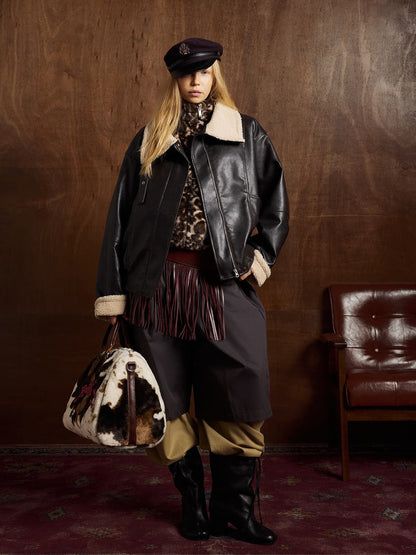 Stylish Aviator Jacket with Faux Fur Collar - Perfect for Casual and Fashionable Looks