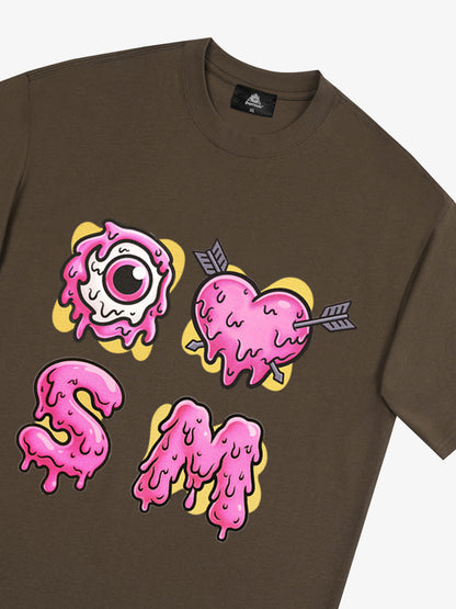 Thesupermade eyeball and love graffiti declaration T-shirt