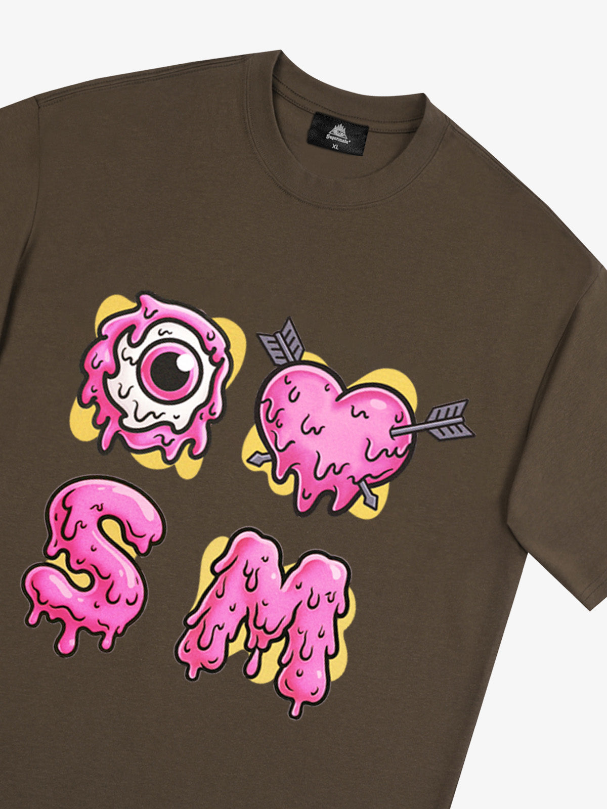 Thesupermade eyeball and love graffiti declaration T-shirt