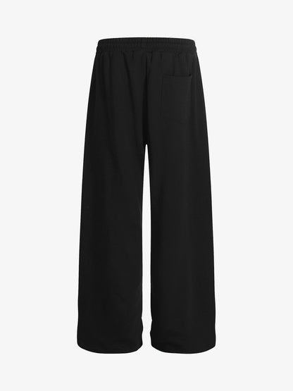 Stylish Black Wide-Leg Pants with Unique Embroidered Design for Casual Wear