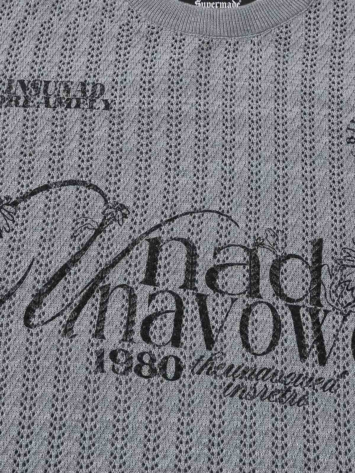 Stylish Knit Sweater with Floral Embroidery and Textured Design