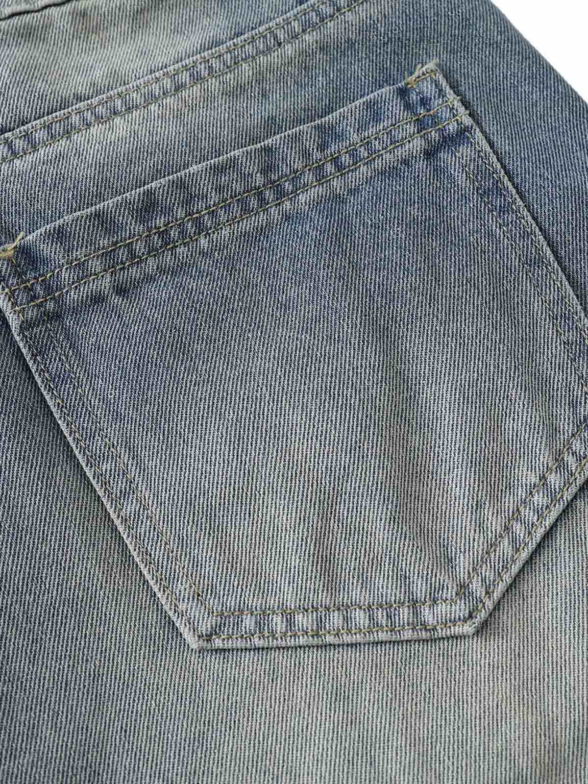 Thesupermade American Vintage Washed Patchwork Raw Edge Cropped Jeans