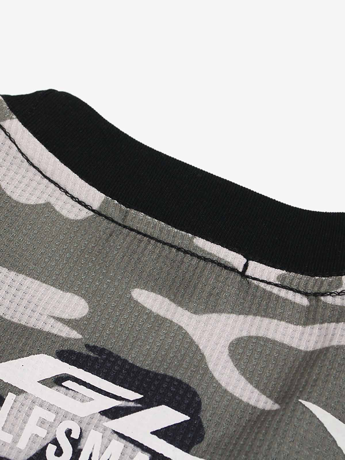 Thesupermade Camouflage Skull Print Long-sleeved T-shirt