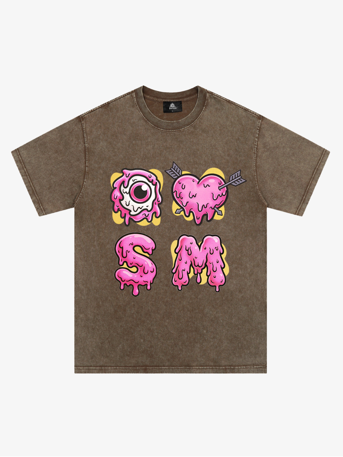 Thesupermade eyeball and love graffiti declaration T-shirt