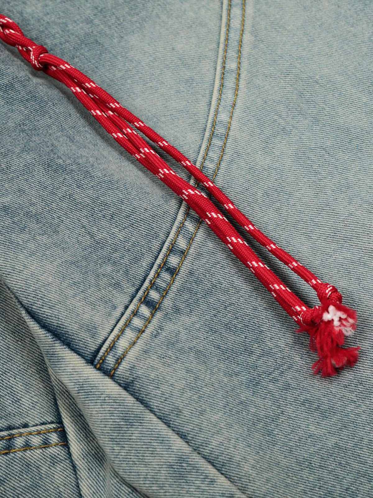 Wide-Leg Denim Trousers with Unique Braided Belt Detail