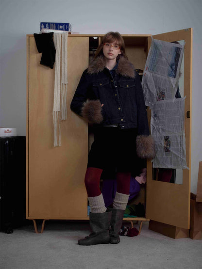 Winter-Ready Corduroy Jacket with Faux Fur Trim for Men