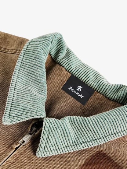 Unique Patchwork Denim Jacket with Iconic Graphic Prints