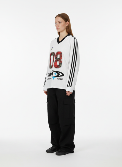 Street Jersey Colorblocked Digital Embroidered Long-Sleeve T-Shirt