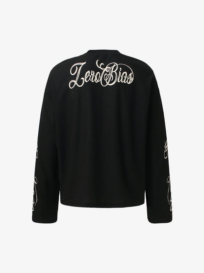 Thesupermade Retro Letter Print Long-sleeved T-shirt