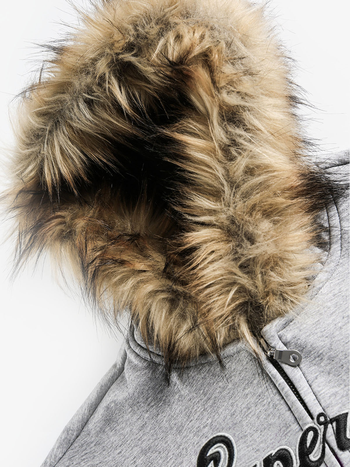 Faux Fur Trimmed Hooded Jacket for Winter and Fall
