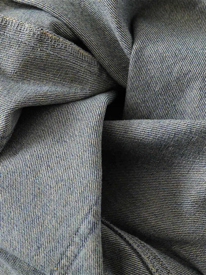 Thesupermade American Vintage Washed Patchwork Raw Edge Cropped Jeans