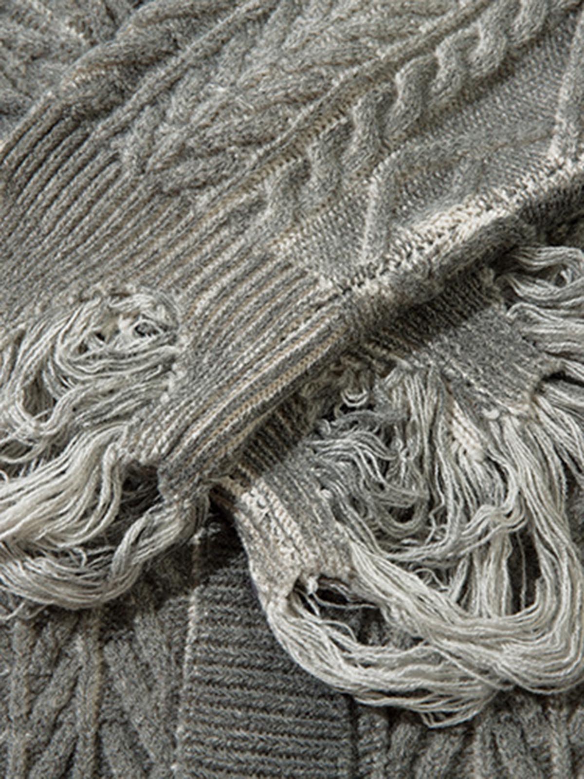 Cable Knit Cardigan Damaged Dirty Dyed Sweater