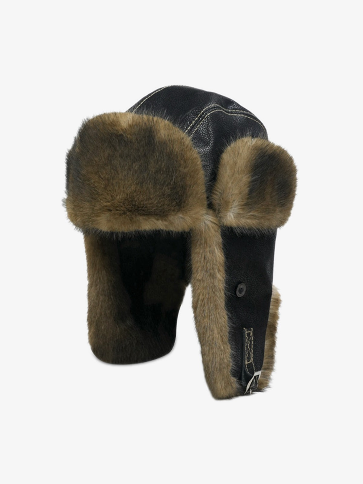 Vintage Distressed Leather Plush Trapper Hat