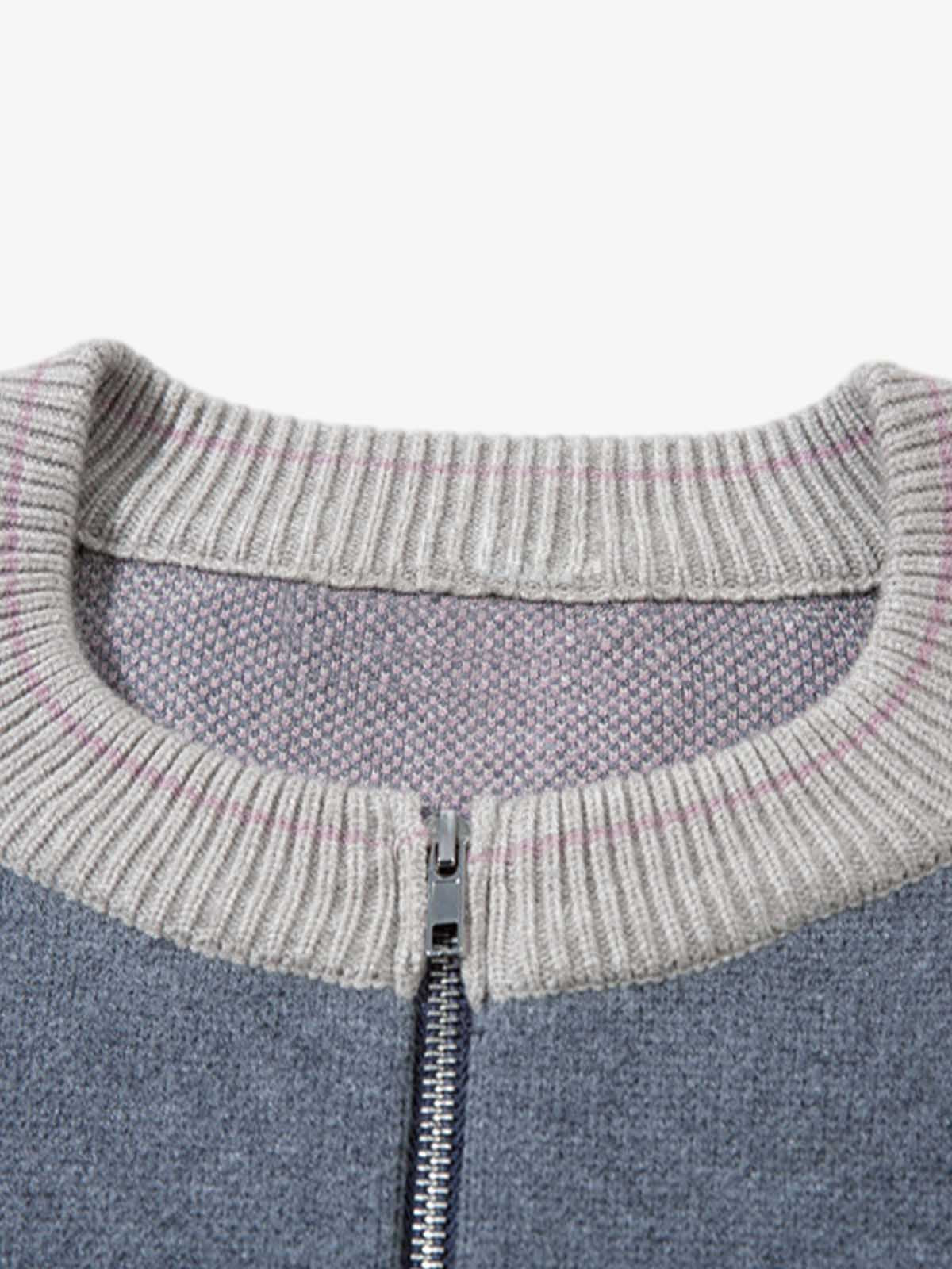 High Street Geometric Deconstruction Splicing Cardigan Sweater