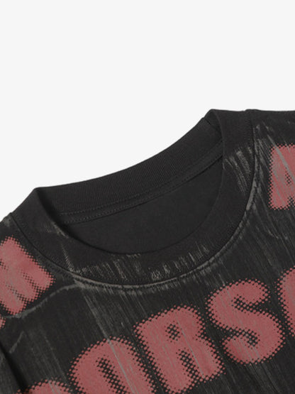 Painted Distressed Print Short-sleeved T-shirt