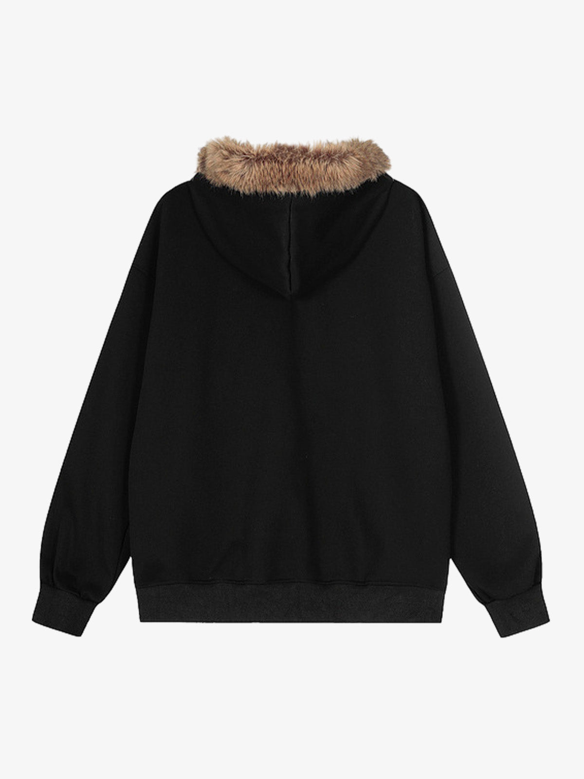 Stylish Graphic Hooded Jacket with Faux Fur Trim - Perfect for Casual and Trendy Looks