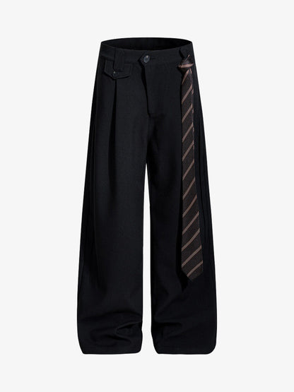 Stylish Wide-Leg Trousers with Unique Tie Accent for Modern Fashionistas