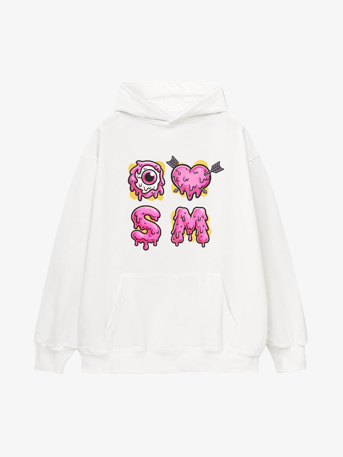Dripping Heart & Eye Graphic Hoodie for Trendy Looks