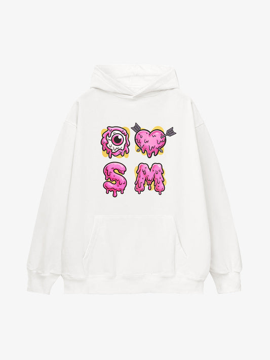 Dripping Heart & Eye Graphic Hoodie for Trendy Looks