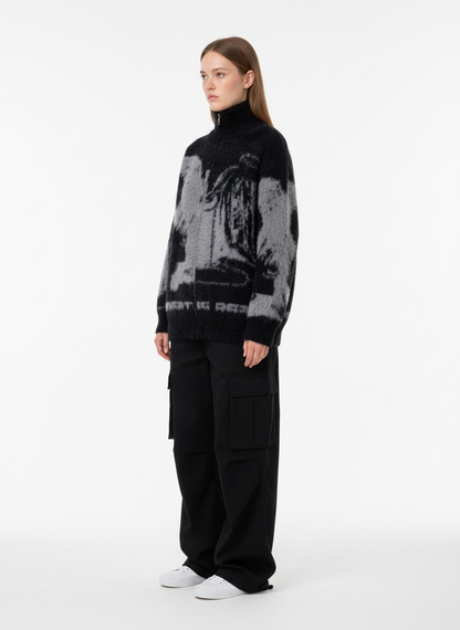 Street Subculture Angel Jacquard Cardigan Sweater