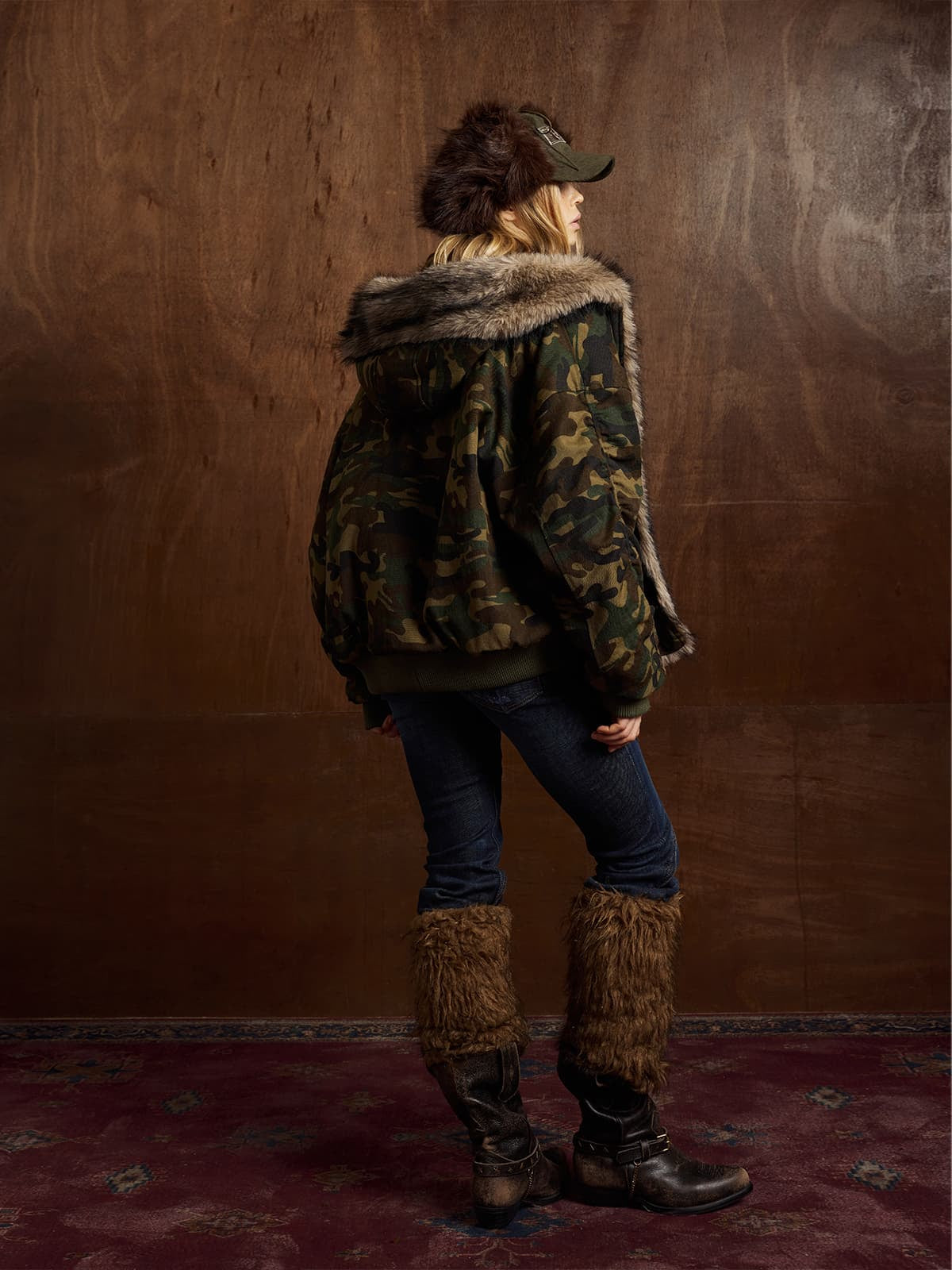 Winter-Ready Corduroy Jacket with Faux Fur Trim for Men