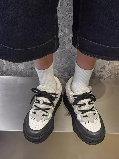 Black And White Platform Sneakers - 2449
