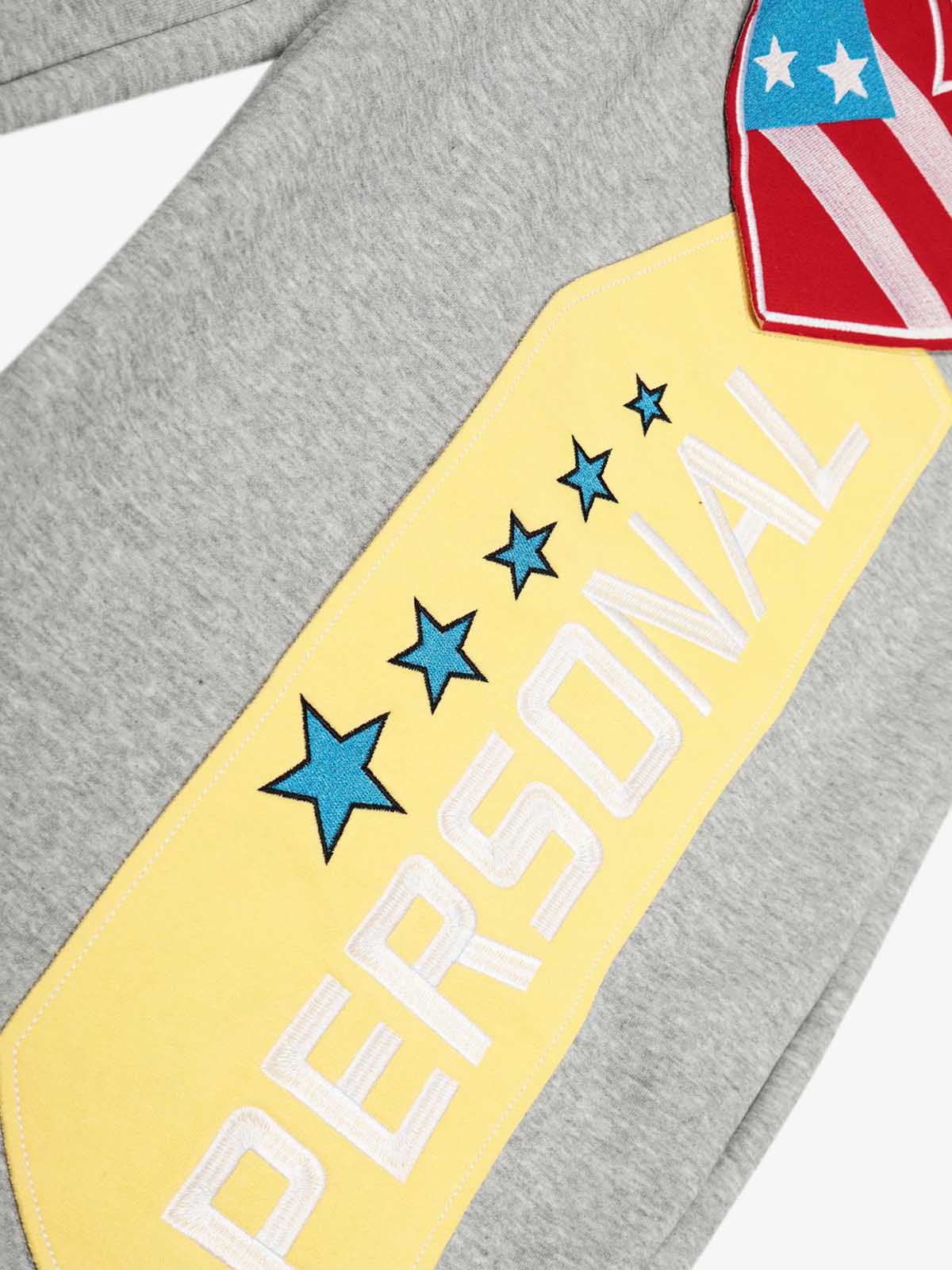 Stylish Wide-Leg Sweatpants with Patriotic Heart and Number Patch Design