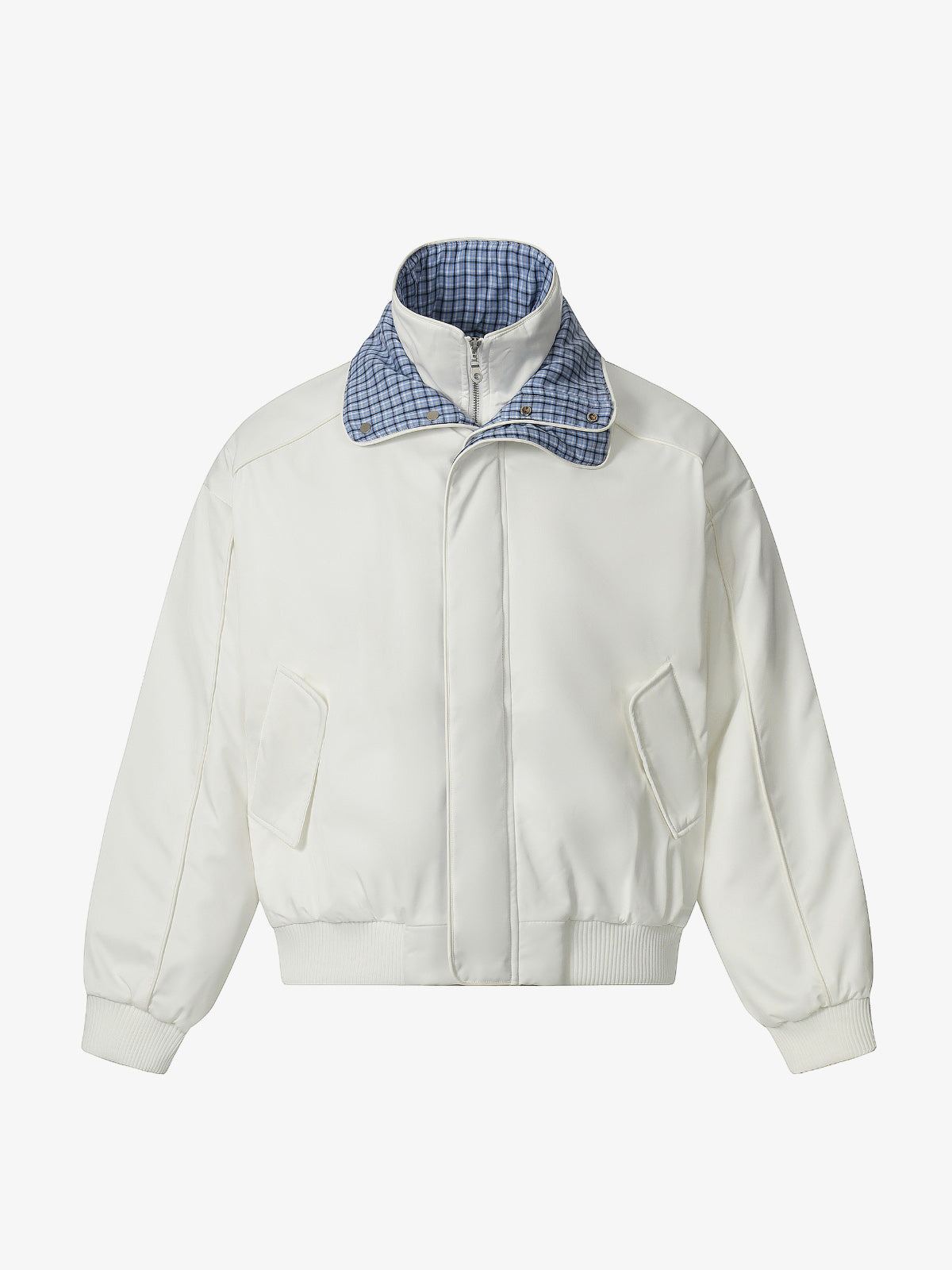 Stylish Black Bomber Jacket with Plaid Collar for Men - Perfect for Casual and Outdoor Wear