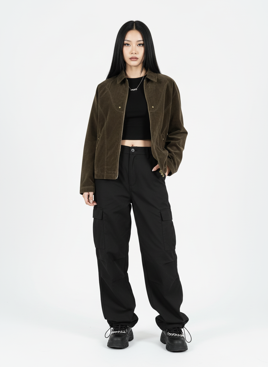 Suede Lapel Deconstructed Patchwork Jacket