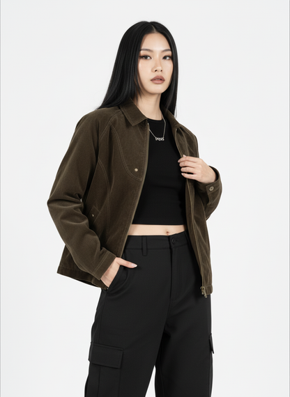 Suede Lapel Deconstructed Patchwork Jacket