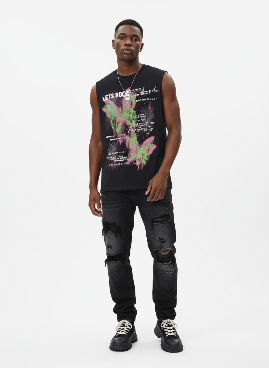 Street Butterfly Graphic Tank Top
