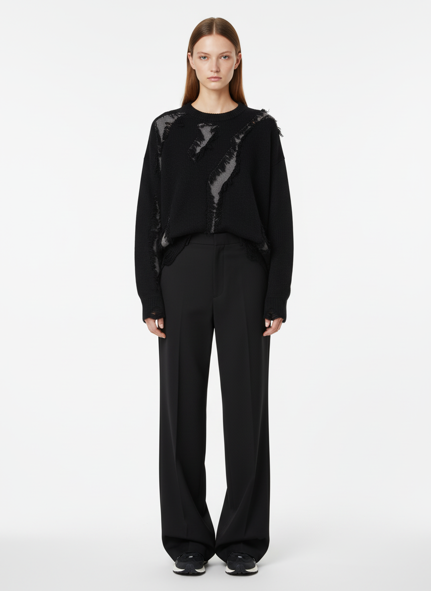 Vintage Street Distressed Ripped Knit Sweater