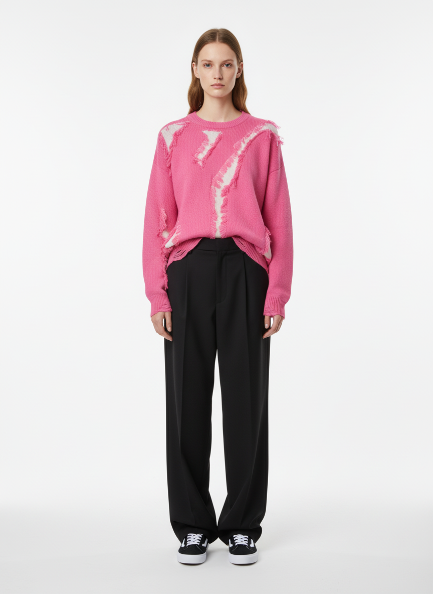 Vintage Street Distressed Ripped Knit Sweater