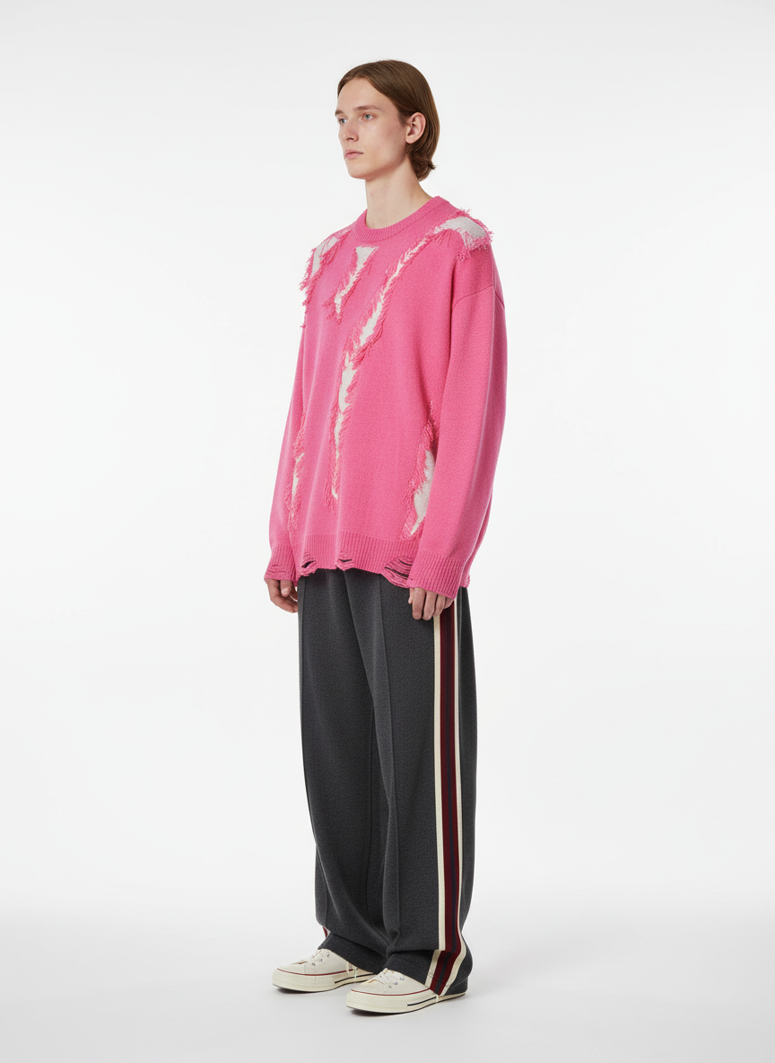 Vintage Street Distressed Ripped Knit Sweater