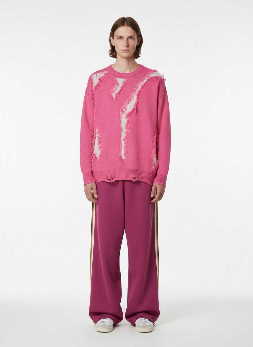 Vintage Street Distressed Ripped Knit Sweater