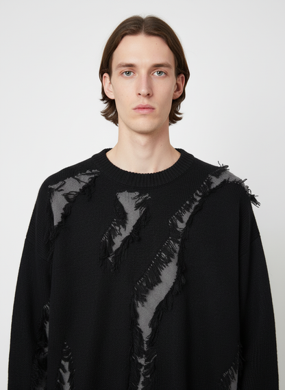 Vintage Street Distressed Ripped Knit Sweater