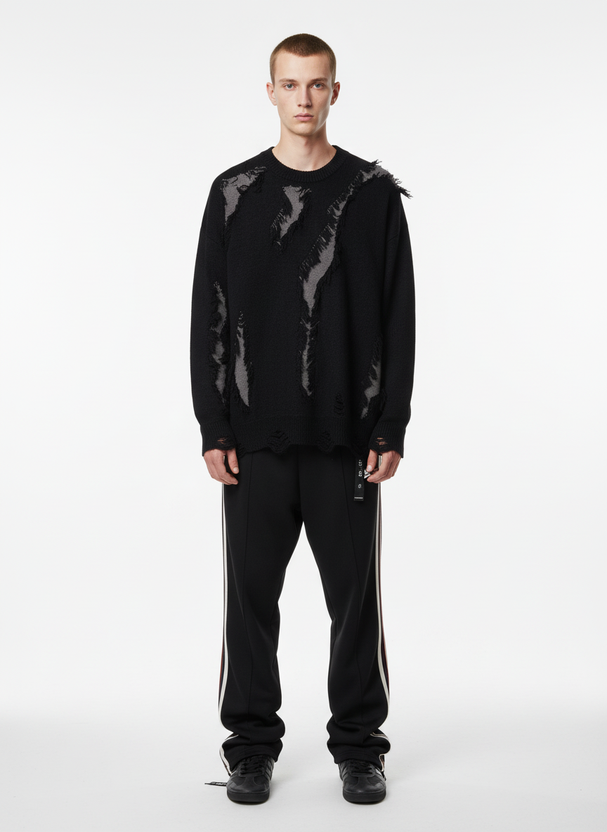 Vintage Street Distressed Ripped Knit Sweater