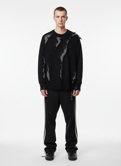 Vintage Street Distressed Ripped Knit Sweater