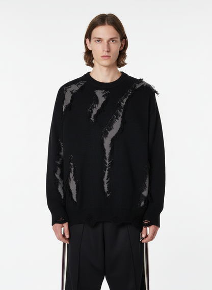 Vintage Street Distressed Ripped Knit Sweater