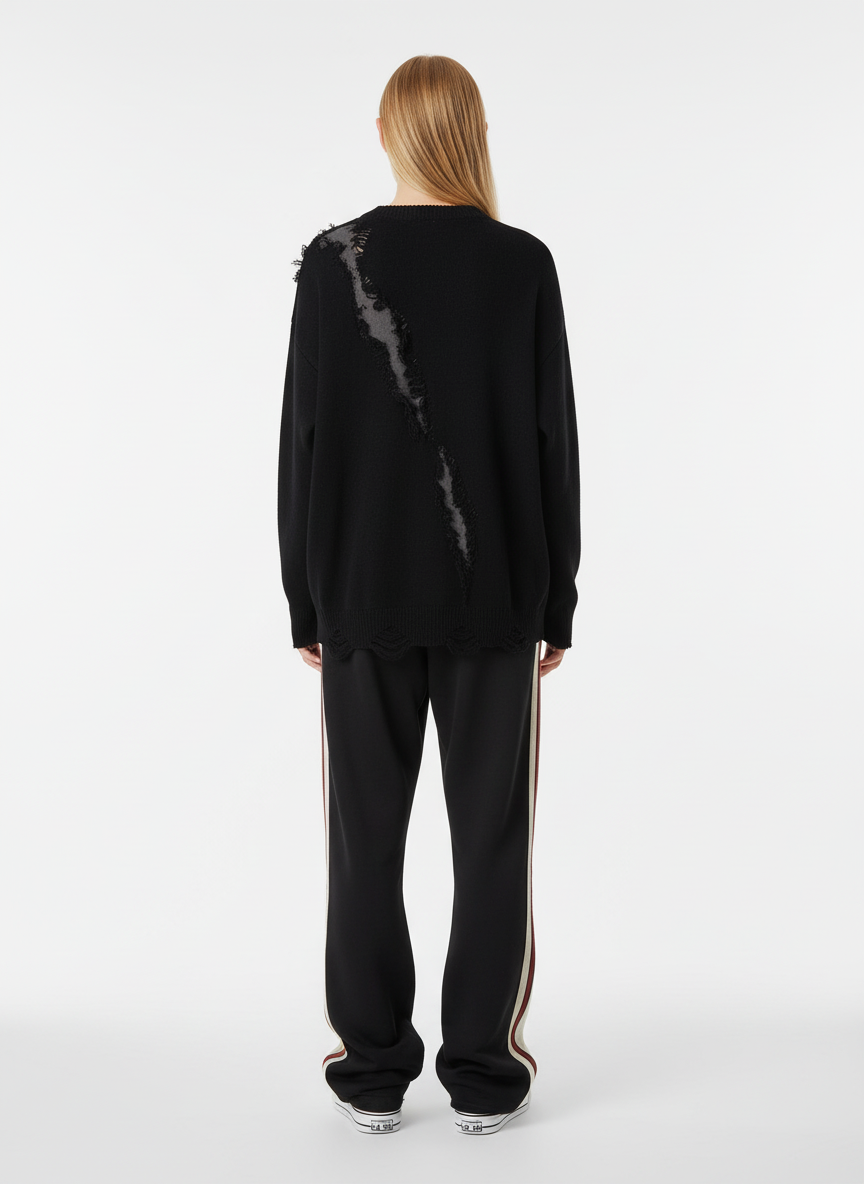 Vintage Street Distressed Ripped Knit Sweater