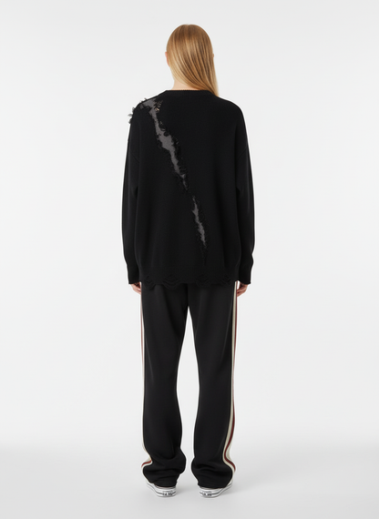 Vintage Street Distressed Ripped Knit Sweater