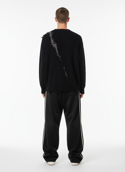 Vintage Street Distressed Ripped Knit Sweater