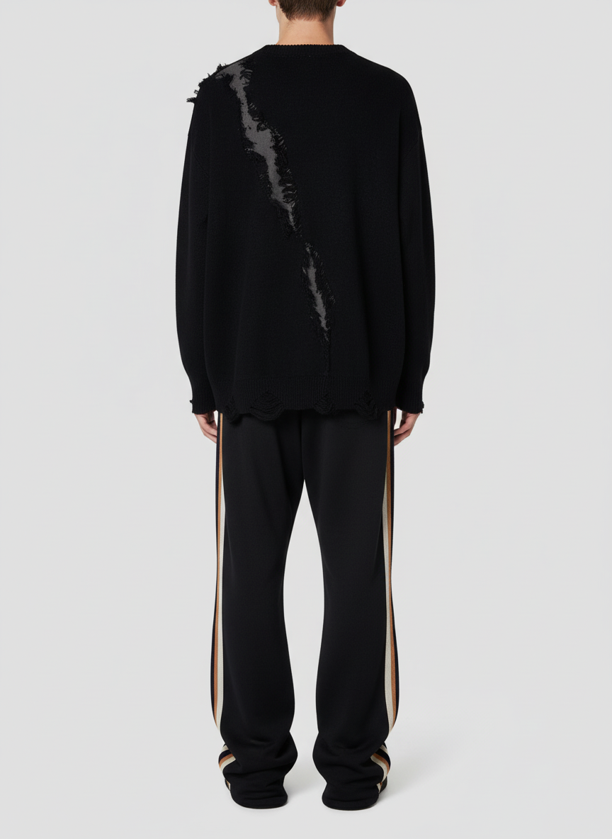 Vintage Street Distressed Ripped Knit Sweater