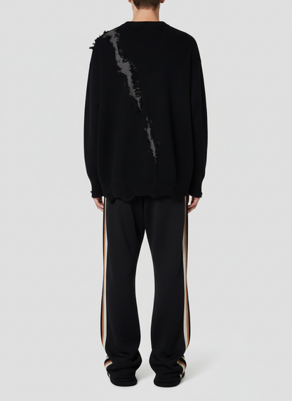 Vintage Street Distressed Ripped Knit Sweater