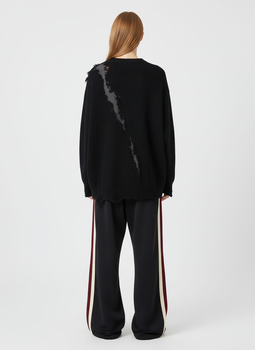 Vintage Street Distressed Ripped Knit Sweater