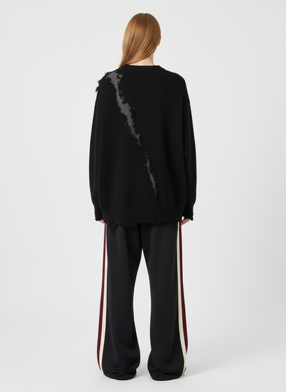 Vintage Street Distressed Ripped Knit Sweater