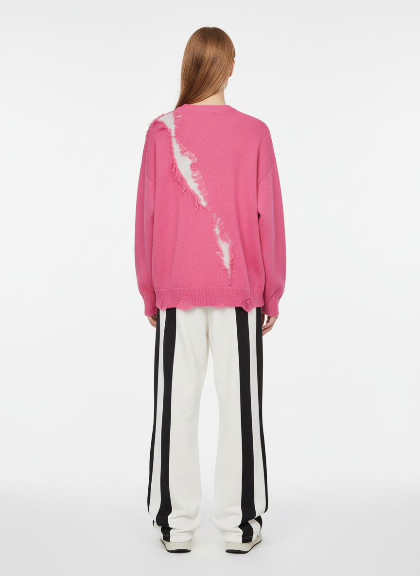 Vintage Street Distressed Ripped Knit Sweater