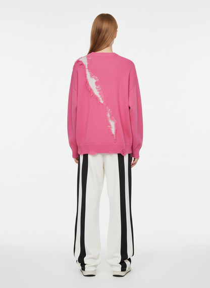 Vintage Street Distressed Ripped Knit Sweater